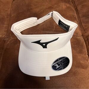 Mizuno White Sports Visor with Black Emblem